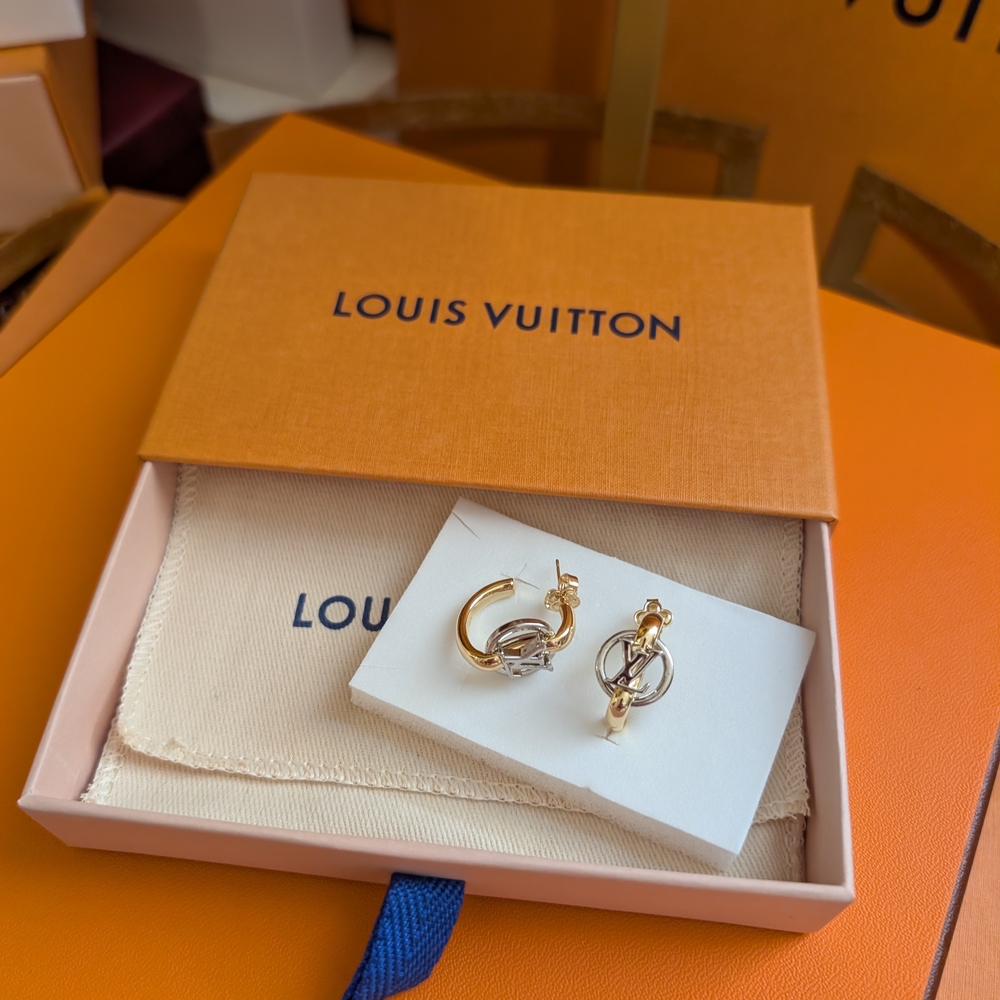 Louis Vuitton Gold and Silver Hoop Earrings